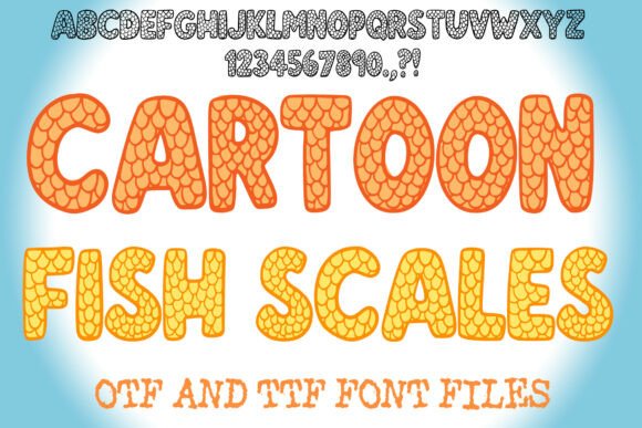 Cartoon Fish Scales: A Playful Typeface for Vibrant Designs